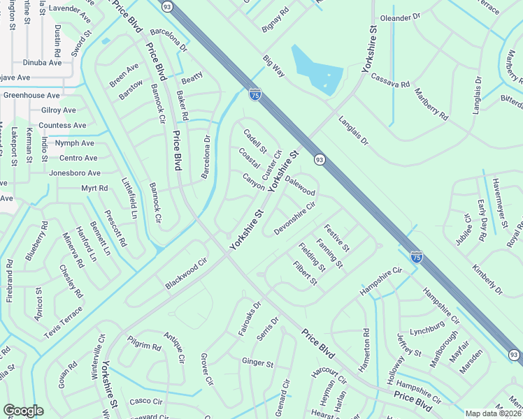 map of restaurants, bars, coffee shops, grocery stores, and more near Yorkshire Street in North Port