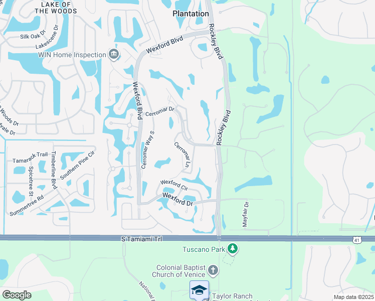 map of restaurants, bars, coffee shops, grocery stores, and more near 265 Cerromar Court in Venice