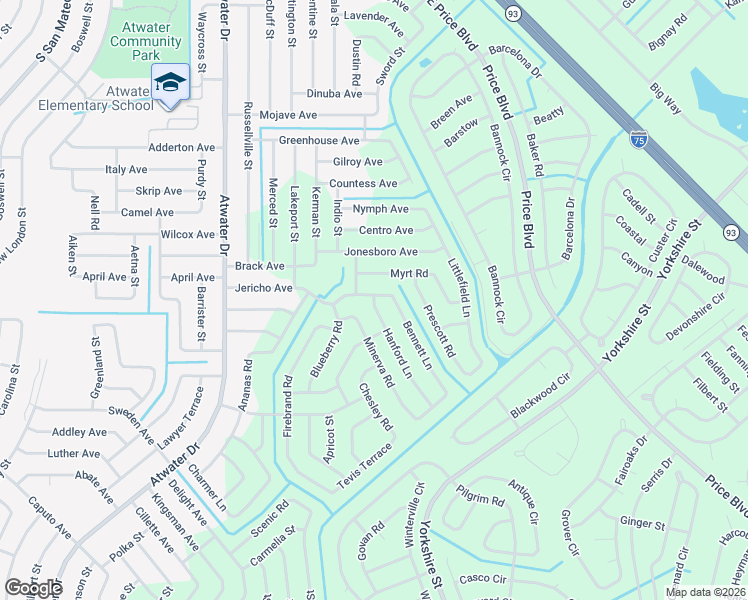 map of restaurants, bars, coffee shops, grocery stores, and more near 2007 Hanford Lane in North Port