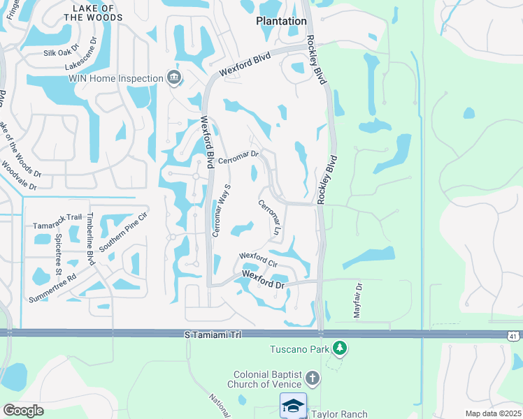 map of restaurants, bars, coffee shops, grocery stores, and more near 433 Cerromar Lane in Venice