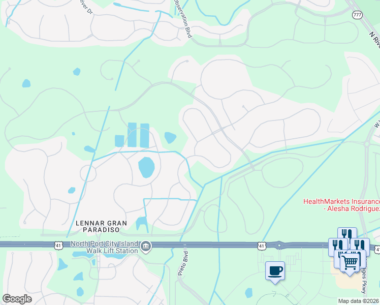 map of restaurants, bars, coffee shops, grocery stores, and more near 20505 Benissimo Drive in Venice