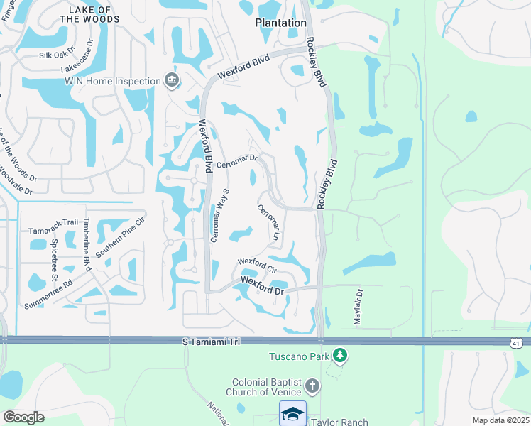 map of restaurants, bars, coffee shops, grocery stores, and more near 458 Cerromar Lane in Venice