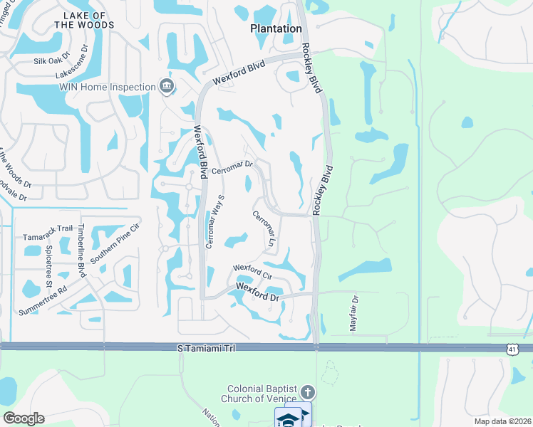 map of restaurants, bars, coffee shops, grocery stores, and more near 433 Cerromar Lane in Venice