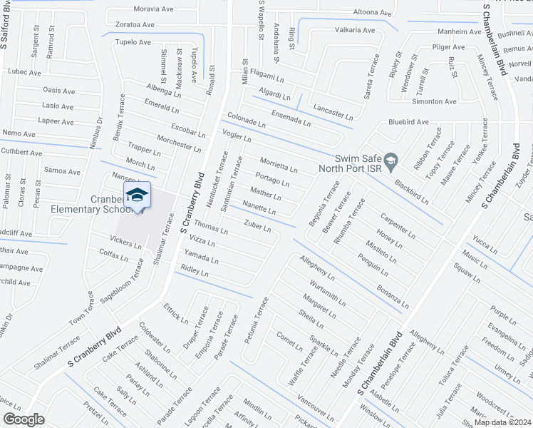 map of restaurants, bars, coffee shops, grocery stores, and more near 2613 Nanette Lane in North Port