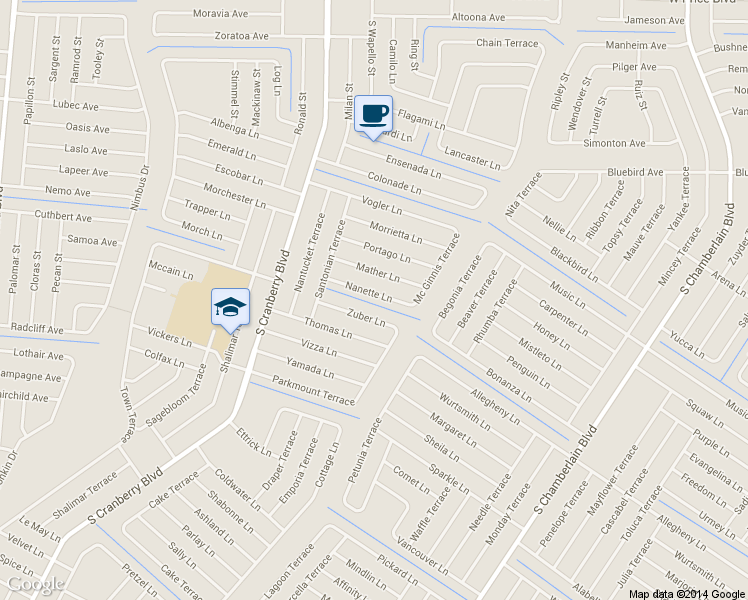 map of restaurants, bars, coffee shops, grocery stores, and more near 2631 Nanette Lane in North Port