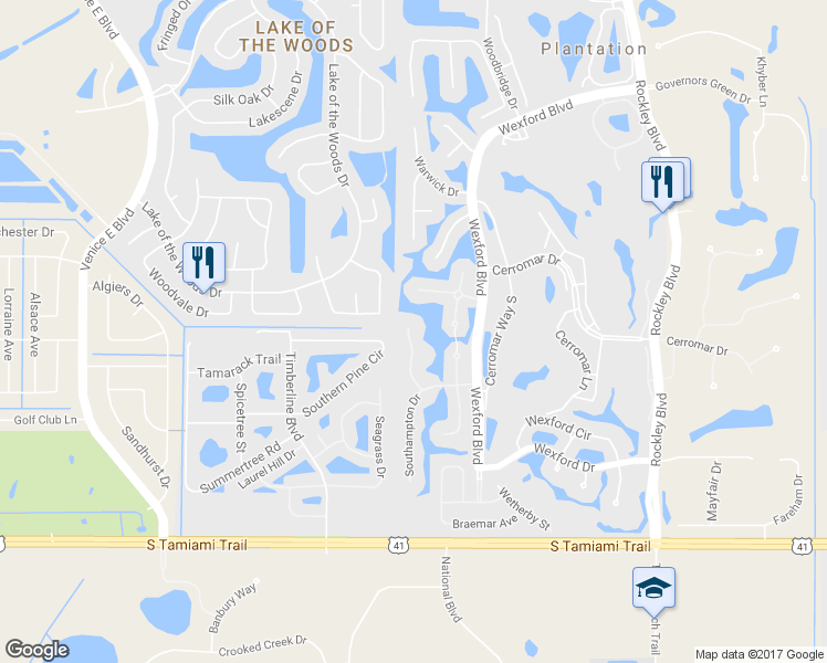 map of restaurants, bars, coffee shops, grocery stores, and more near 246 Southampton Lane in Venice