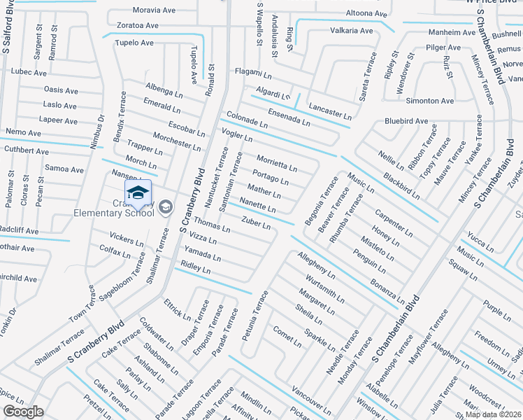 map of restaurants, bars, coffee shops, grocery stores, and more near 2631 Nanette Lane in North Port