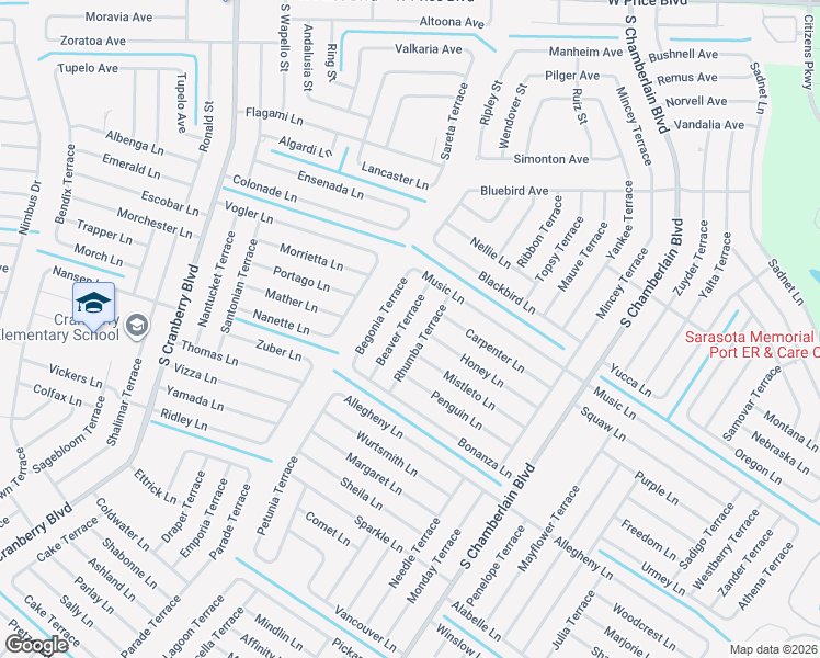 map of restaurants, bars, coffee shops, grocery stores, and more near 2724 Beaver Terrace in North Port