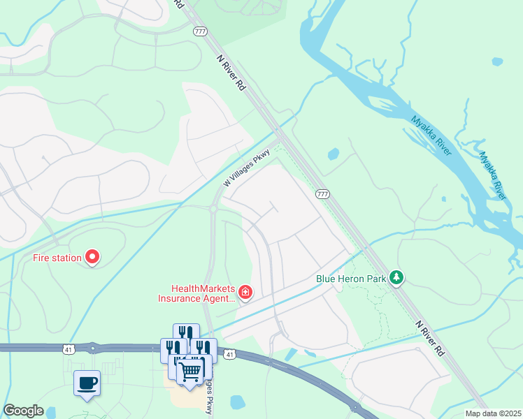 map of restaurants, bars, coffee shops, grocery stores, and more near Unnamed Road in Venice