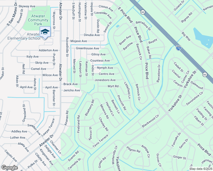 map of restaurants, bars, coffee shops, grocery stores, and more near 5668 Jericho Avenue in North Port