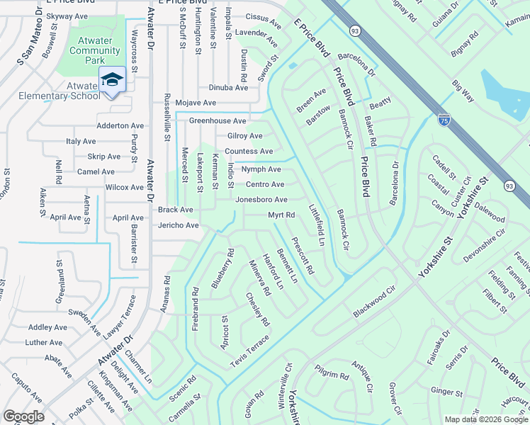 map of restaurants, bars, coffee shops, grocery stores, and more near 5668 Jericho Avenue in North Port