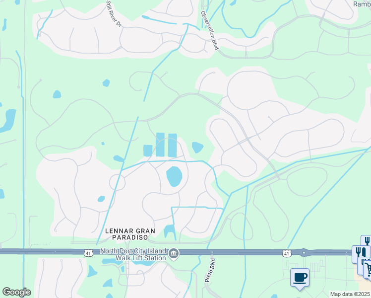 map of restaurants, bars, coffee shops, grocery stores, and more near 20560 Granlago Drive in Venice