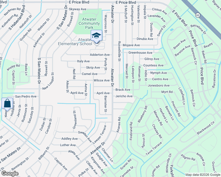map of restaurants, bars, coffee shops, grocery stores, and more near 1854 Atwater Drive in North Port