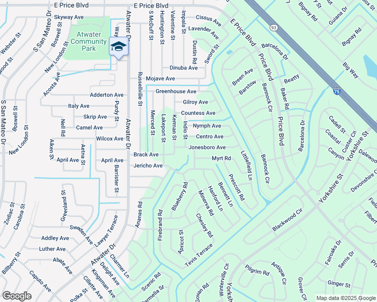 map of restaurants, bars, coffee shops, grocery stores, and more near Indio Street in North Port