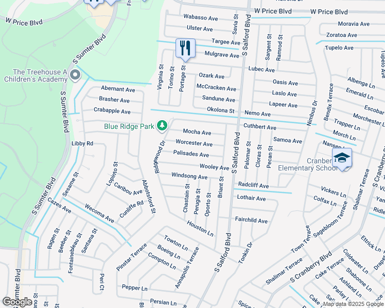 map of restaurants, bars, coffee shops, grocery stores, and more near 4230 Palisades Avenue in North Port