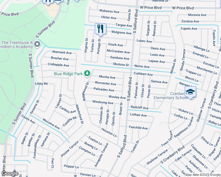 map of restaurants, bars, coffee shops, grocery stores, and more near 4230 Palisades Avenue in North Port