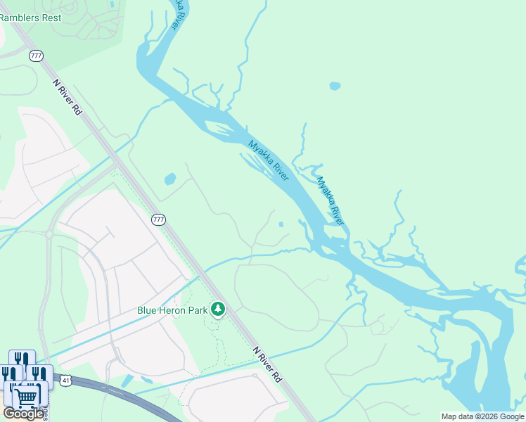 map of restaurants, bars, coffee shops, grocery stores, and more near 630 State Route 777 in Venice