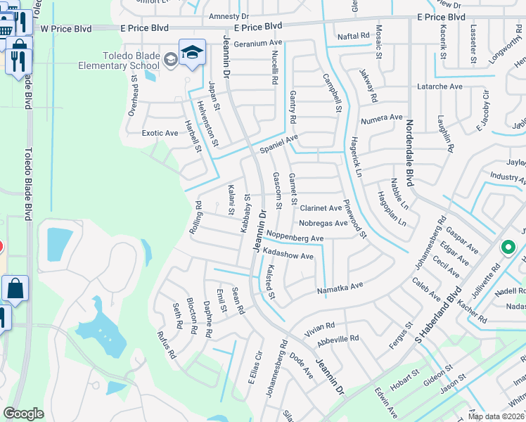 map of restaurants, bars, coffee shops, grocery stores, and more near 2301 Jeannin Drive in North Port