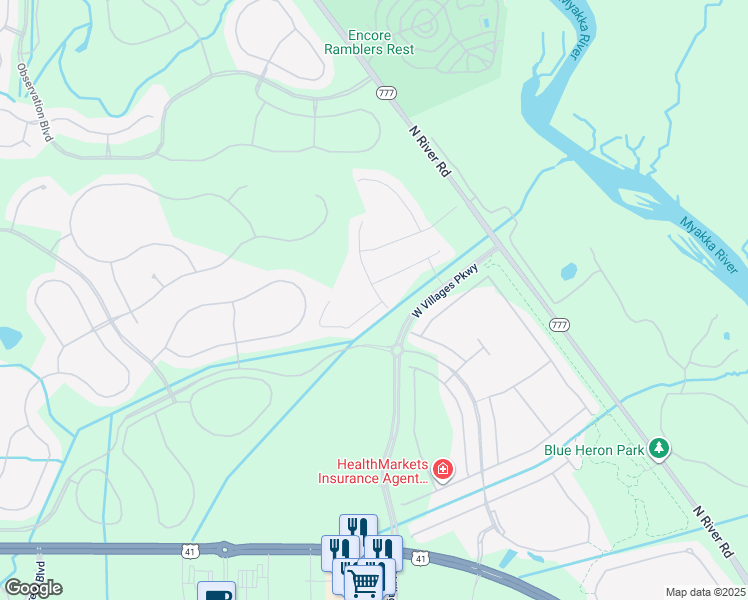 map of restaurants, bars, coffee shops, grocery stores, and more near 12091 Firewheel Place in Venice