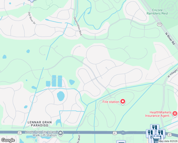 map of restaurants, bars, coffee shops, grocery stores, and more near 12841 Richezza Drive in Venice