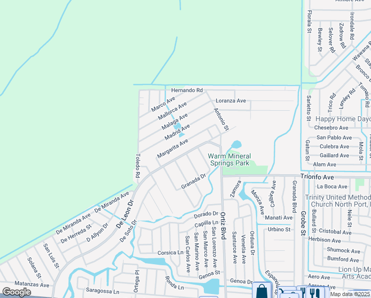 map of restaurants, bars, coffee shops, grocery stores, and more near 12065 Margarita Avenue in North Port