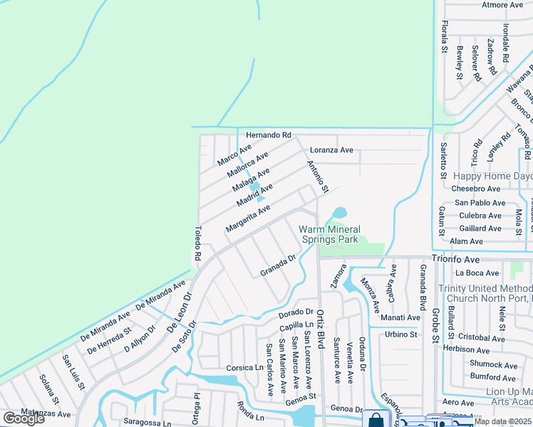 map of restaurants, bars, coffee shops, grocery stores, and more near 12065 Margarita Avenue in North Port