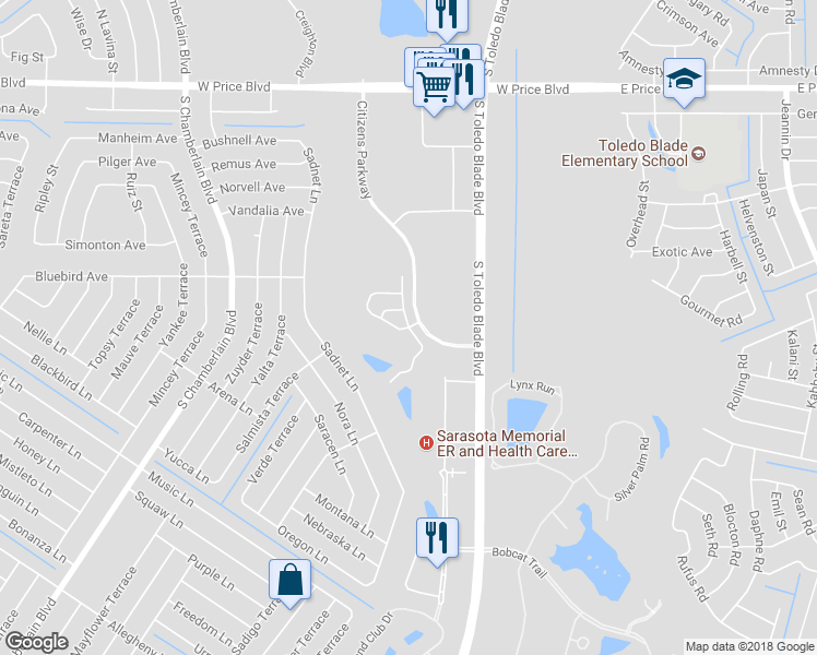 map of restaurants, bars, coffee shops, grocery stores, and more near 2060 Largo Boulevard in North Port
