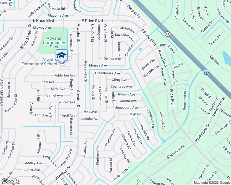 map of restaurants, bars, coffee shops, grocery stores, and more near 55 Nymph Avenue in North Port
