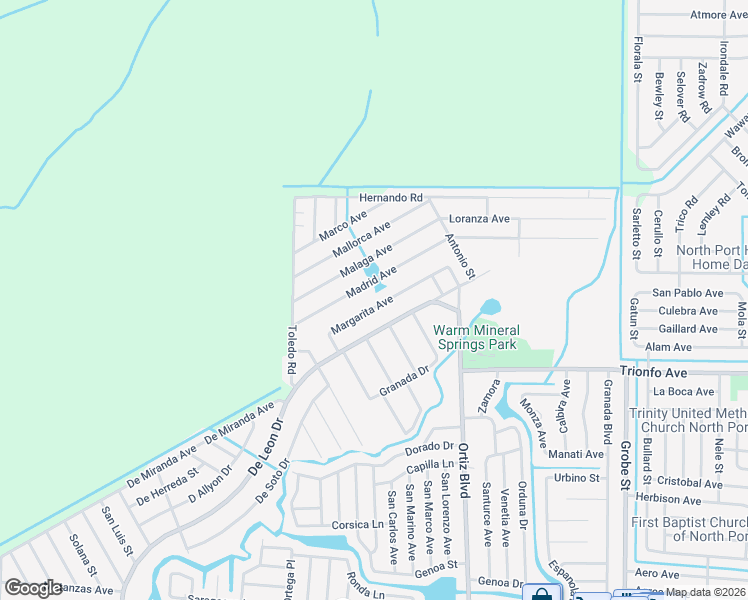map of restaurants, bars, coffee shops, grocery stores, and more near 12056 Margarita Avenue in North Port