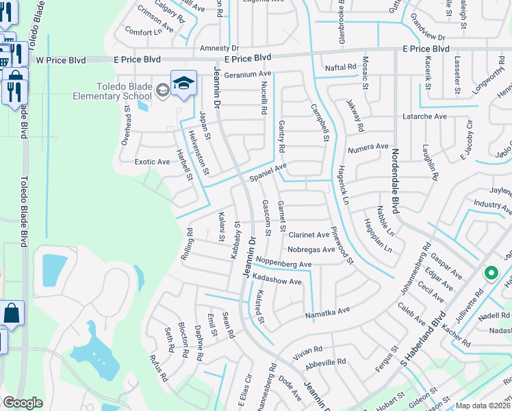 map of restaurants, bars, coffee shops, grocery stores, and more near 2200 Jeannin Drive in North Port