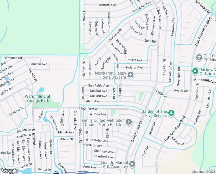 map of restaurants, bars, coffee shops, grocery stores, and more near 8505 San Pablo Avenue in North Port