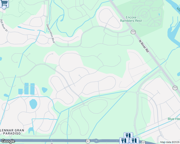 map of restaurants, bars, coffee shops, grocery stores, and more near 12575 Canavese Lane in Venice