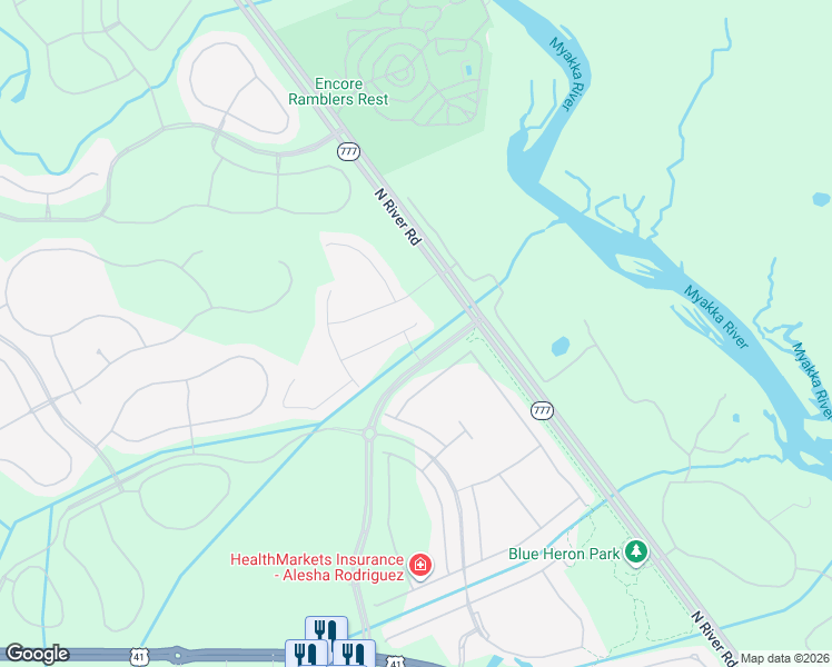 map of restaurants, bars, coffee shops, grocery stores, and more near 11929 Blazing Star Drive in Venice