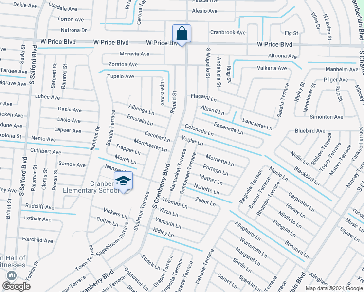 map of restaurants, bars, coffee shops, grocery stores, and more near 2061 Nantucket Terrace in North Port