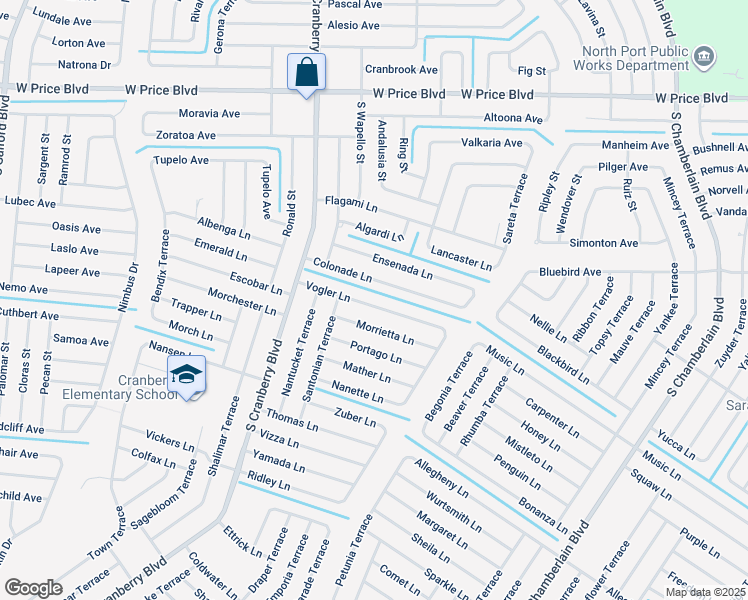 map of restaurants, bars, coffee shops, grocery stores, and more near 2716 Vogler Lane in North Port