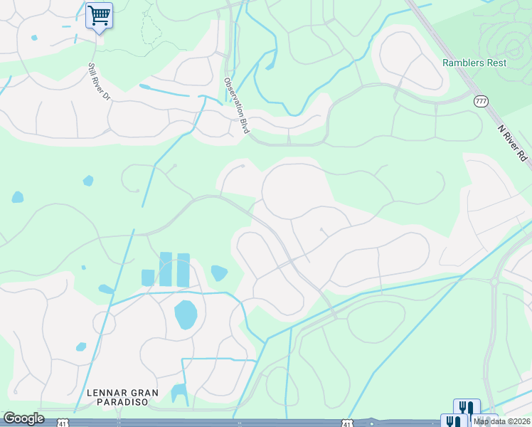 map of restaurants, bars, coffee shops, grocery stores, and more near 12910 Cinqueterre Drive in Venice