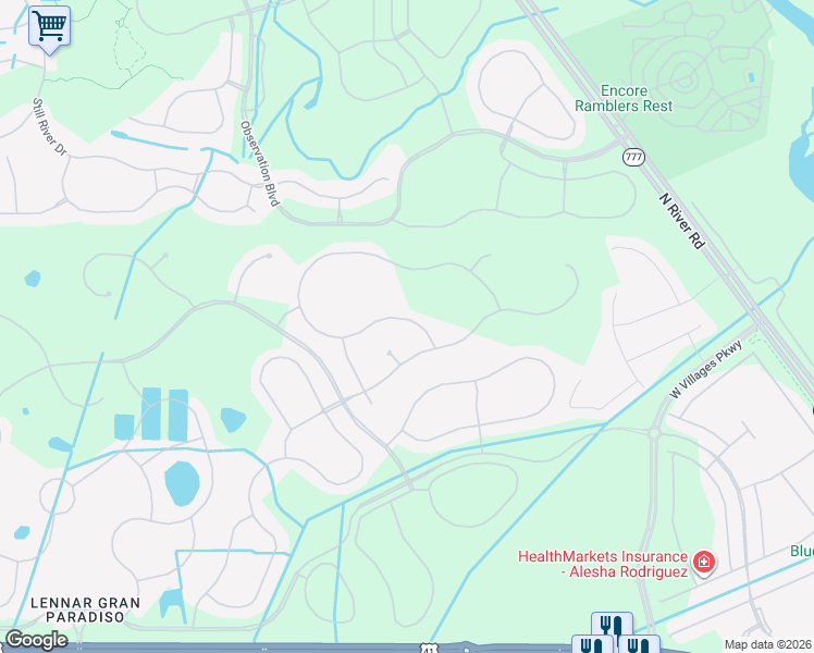 map of restaurants, bars, coffee shops, grocery stores, and more near 12688 Richezza Drive in Venice
