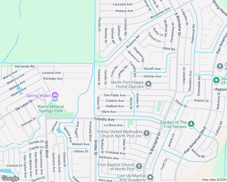 map of restaurants, bars, coffee shops, grocery stores, and more near 2953 Trico Road in North Port