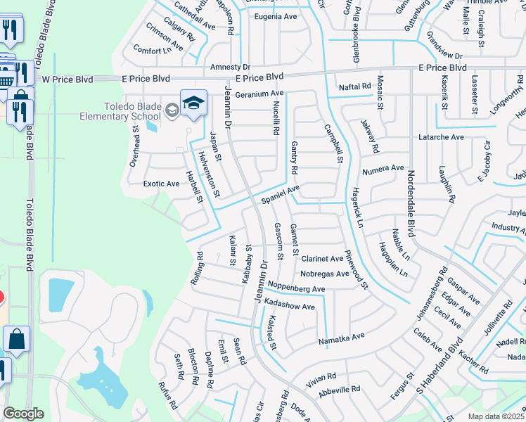 map of restaurants, bars, coffee shops, grocery stores, and more near 2056 Jeannin Drive in North Port