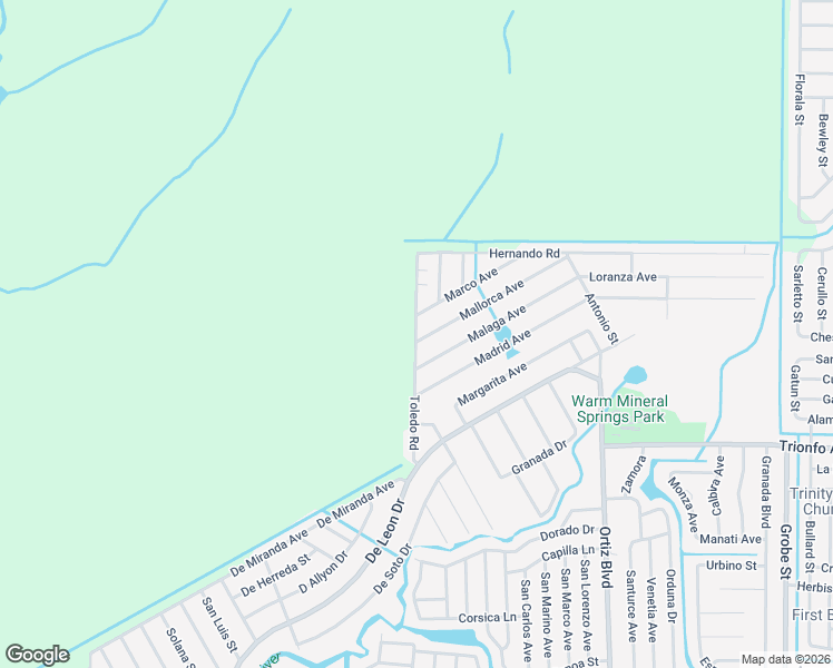 map of restaurants, bars, coffee shops, grocery stores, and more near 580 Toledo Road in North Port