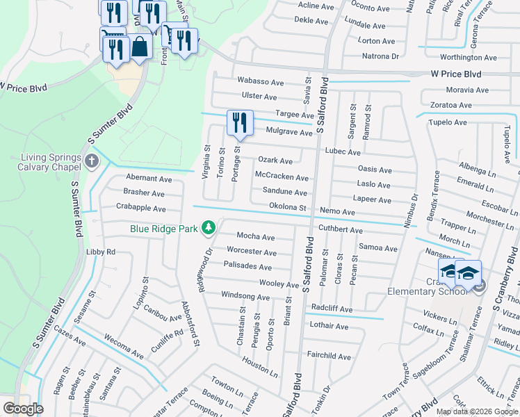map of restaurants, bars, coffee shops, grocery stores, and more near 4341 Nemo Avenue in North Port