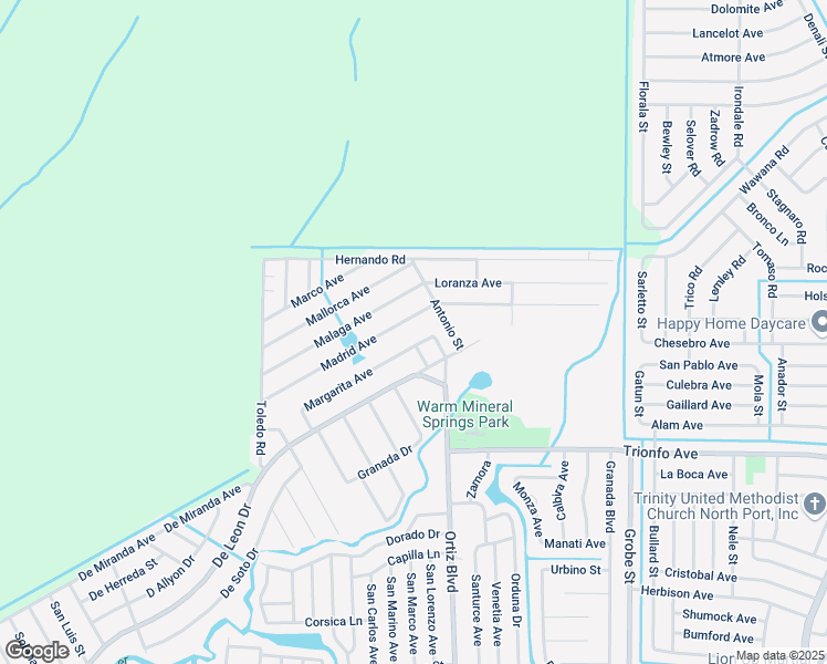 map of restaurants, bars, coffee shops, grocery stores, and more near 12143 Madrid Avenue in North Port