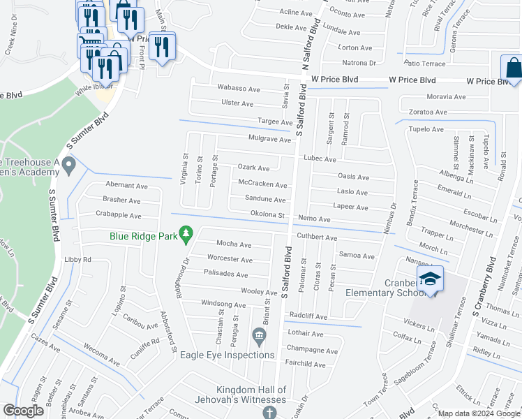 map of restaurants, bars, coffee shops, grocery stores, and more near 4188 Nemo Avenue in North Port