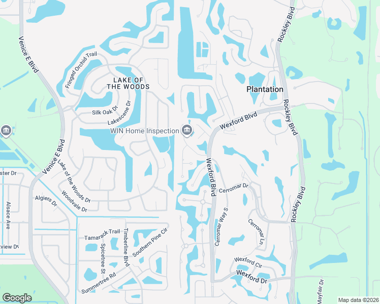 map of restaurants, bars, coffee shops, grocery stores, and more near 513 Warwick Drive in Venice