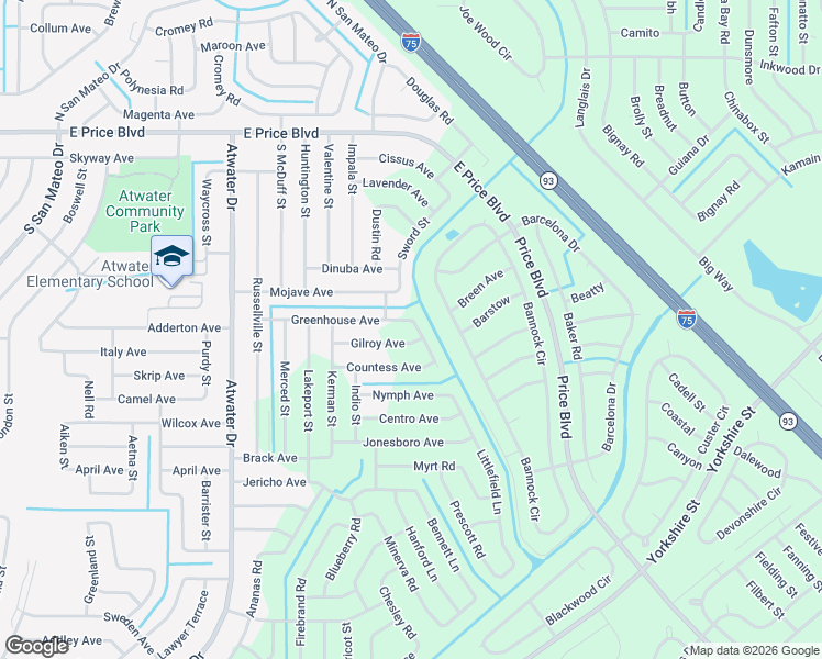 map of restaurants, bars, coffee shops, grocery stores, and more near 5657 Gilroy Avenue in North Port