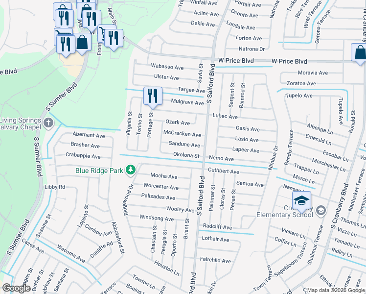 map of restaurants, bars, coffee shops, grocery stores, and more near 4188 Nemo Avenue in North Port