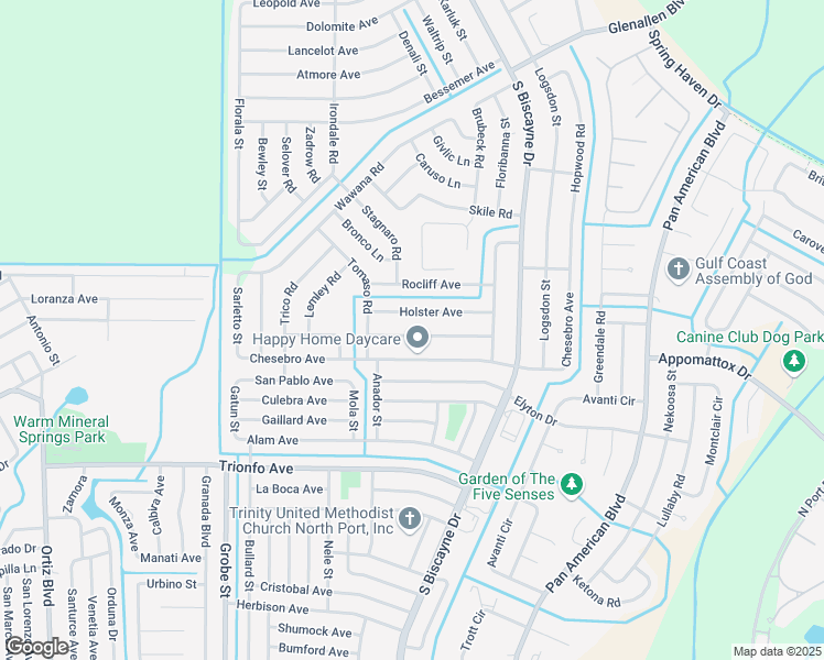 map of restaurants, bars, coffee shops, grocery stores, and more near 8234 Mossborger Avenue in North Port