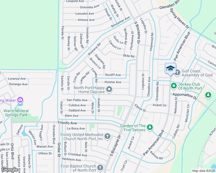 map of restaurants, bars, coffee shops, grocery stores, and more near 8242 Holster Avenue in North Port