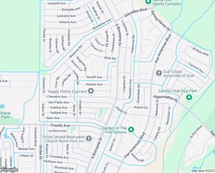 map of restaurants, bars, coffee shops, grocery stores, and more near 8113 Holster Avenue in North Port