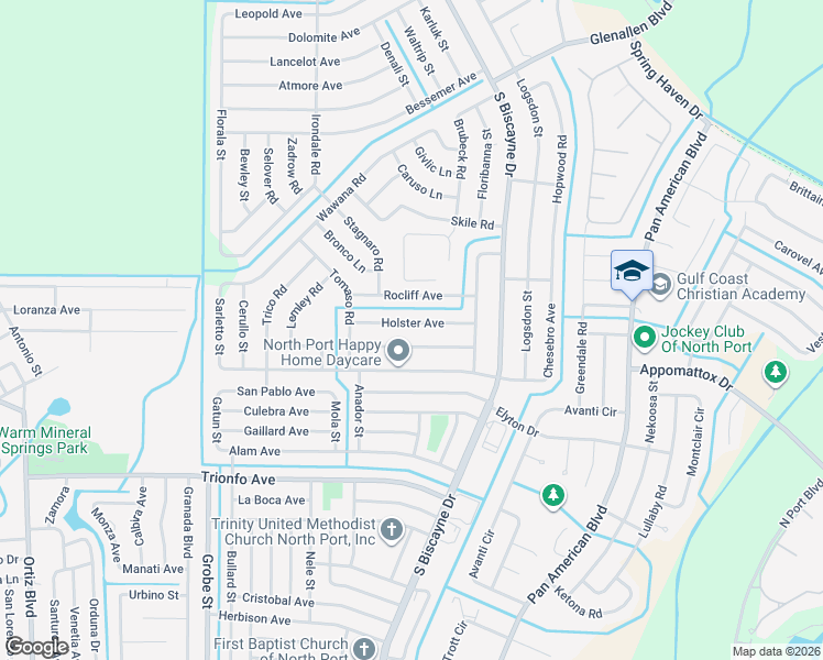 map of restaurants, bars, coffee shops, grocery stores, and more near 8203 Holster Avenue in North Port